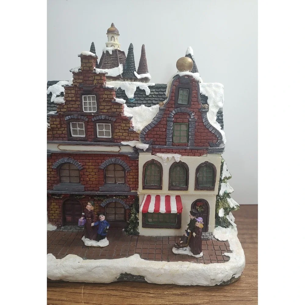 Light Up Christmas Village Cobblestone Street Horse And Carriage Town Scene